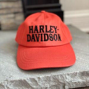 HARLEY-DAVIDSON WOMEN'S RHINESTONE H-D BASEBALL CAP HAT ORANGE/BLACK NWT!